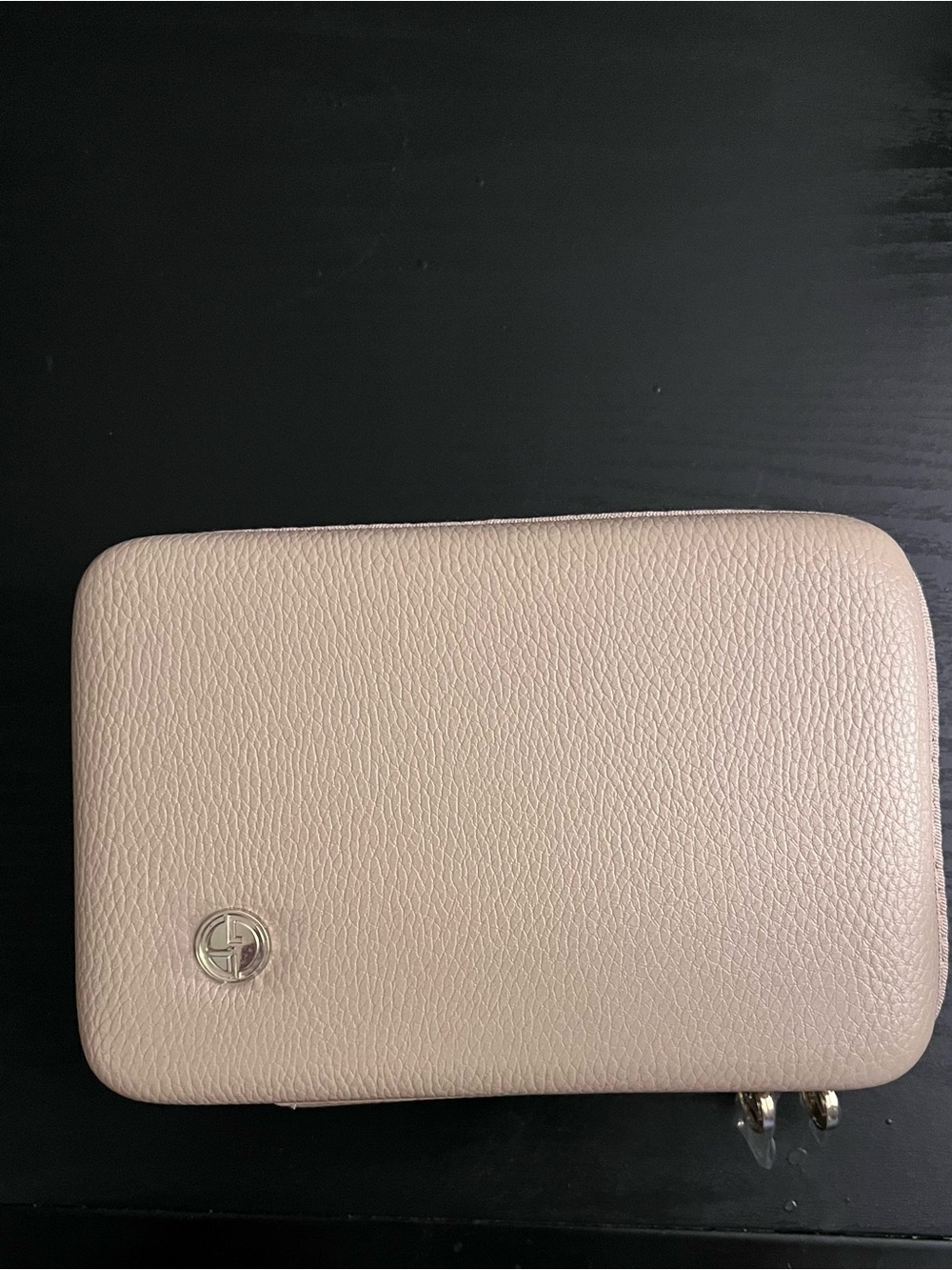 Giorgio Armani Blush Pink Pebbled Leather Zip Travel Case